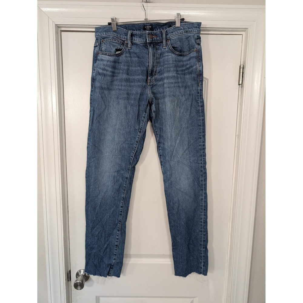 J.Crew‎ Flex Athletic Slim Jeans Men's W32 L34 Blue Distressed Raw Hem